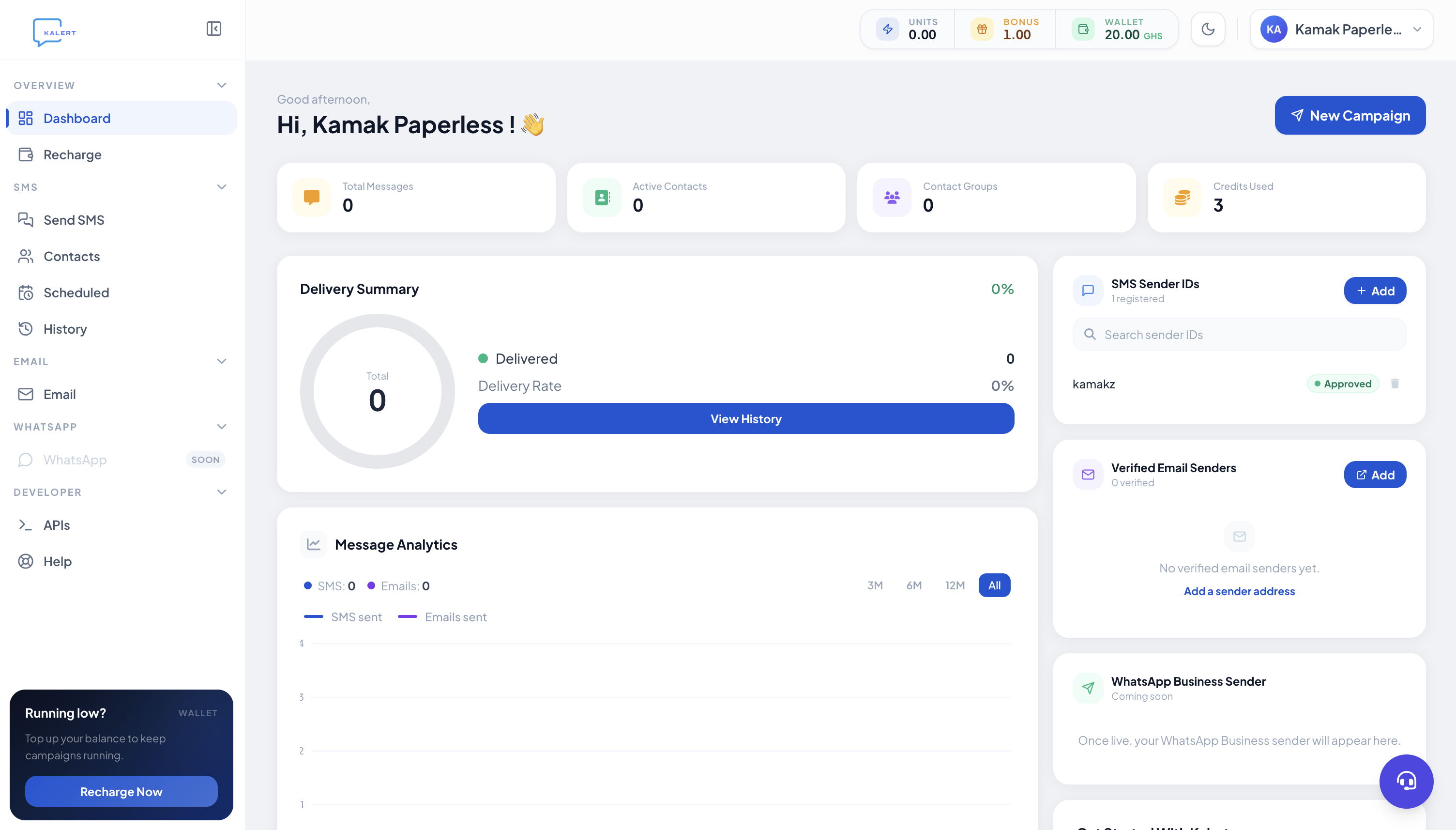 Kalert dashboard